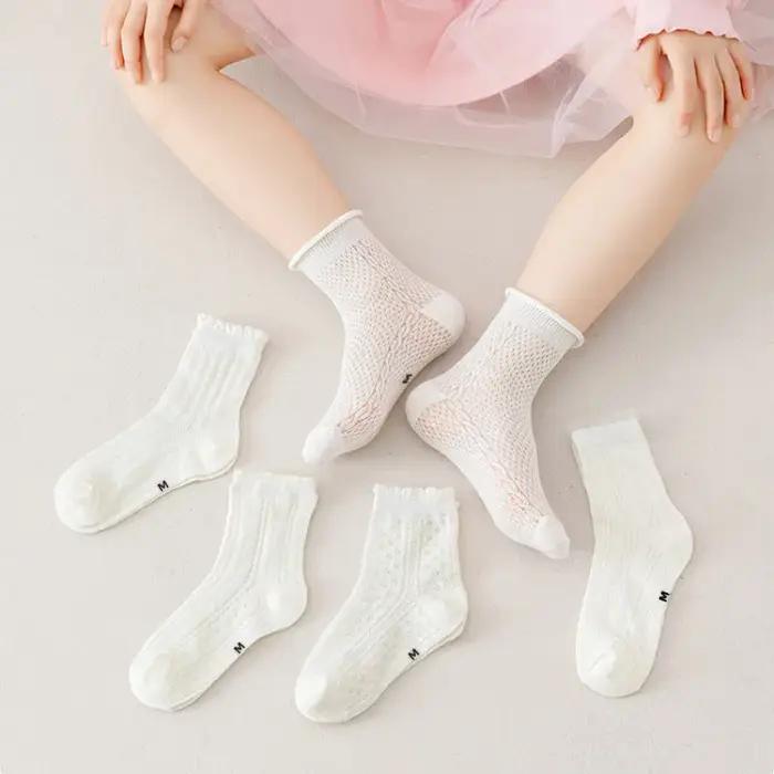 Chaussettes en maille blanche pour filles 2-12 ans dentelle respirante mode été activité confort doux pieds propres occasions spéciales