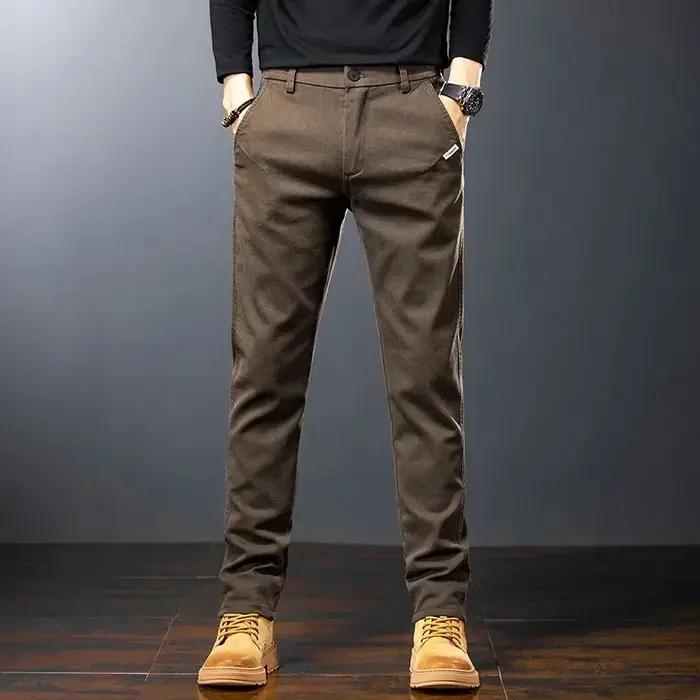 KUBRO hommes pantalons décontracté coton couleur unie printemps automne droit affaires travail panta