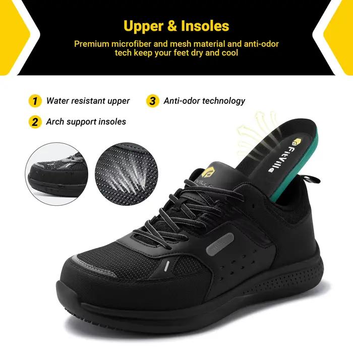 FitVille chaussures de travail Extra larges pour hommes chaussures décontractées anti-dérapant bout