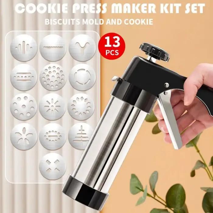 Pistolet à Biscuits en Acier Inoxydable, Outils de Cuisson, pour Décoration de Crème, de Gâteau, Mac