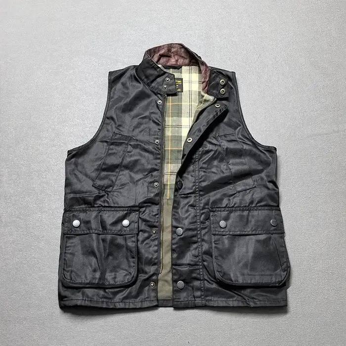 Gilet Cargo sans manches pour hommes, rétro américain, avec cire d'huile, multi-poches, décontracté,