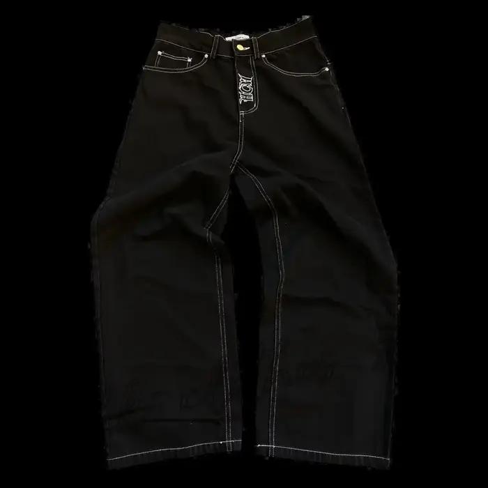 Nouveau Jean Y2K pour Homme, style Hip Hop, avec broderie crâne rétro, en denim délavé, coupe droite