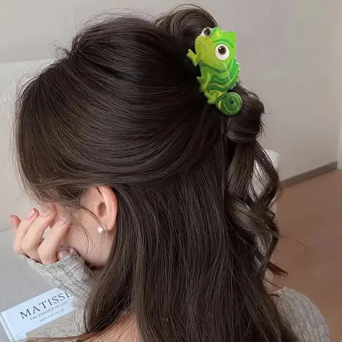 Pince à cheveux antidérapante en forme de lézard vert, mignon, épingle à cheveux, animal de dessin a