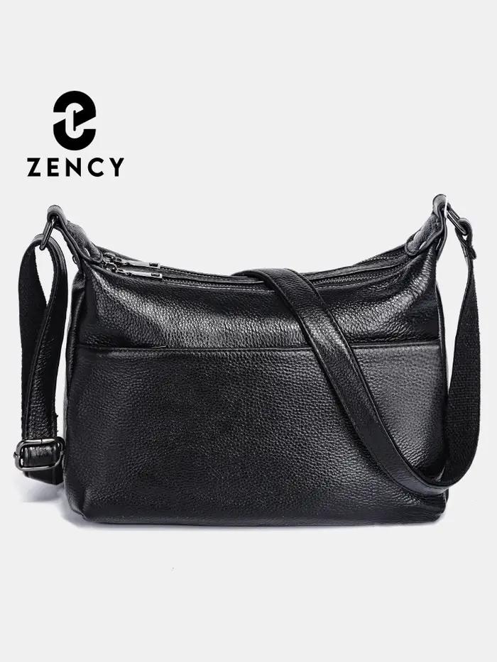 Zency – sac à bandoulière élégant en cuir véritable pour femmes, sacoche tendance pour dames, rouge