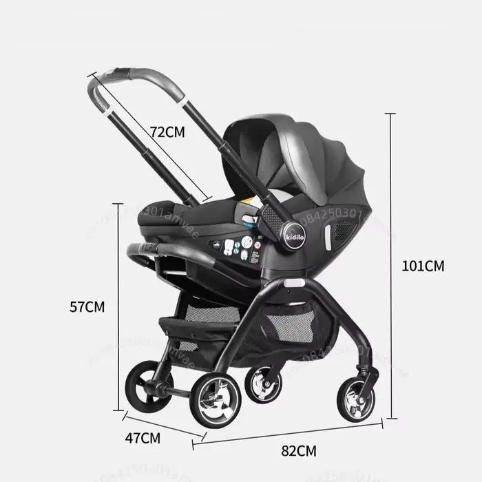 Poussette Portable 3 en 1 pour Bébé, mir de Couchage pour Nouveau-Né, Siège Auto Multifonction pour
