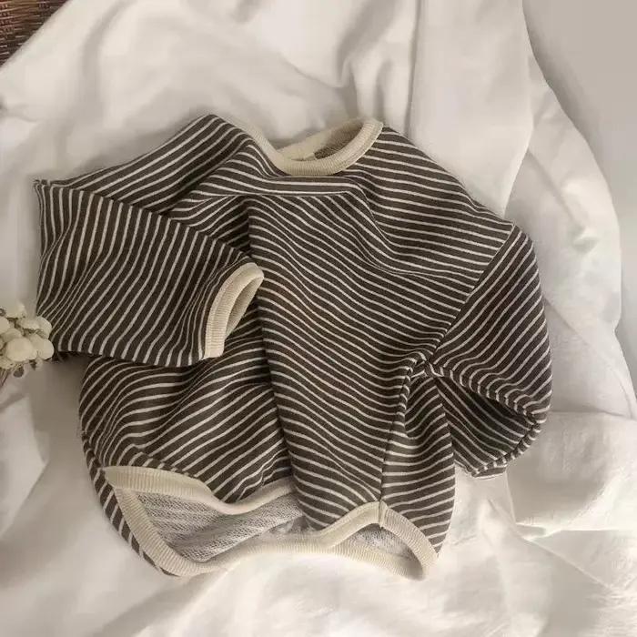 Lawadka coton vêtements pour enfants à manches longues T-shirts rayé bébé garçon hauts pour filles décontracté