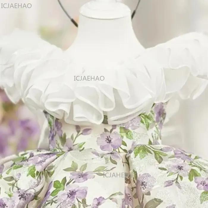 Robe de soirée pour filles, costume de fête du premier anniversaire, robe de soirée fleurie pour enf