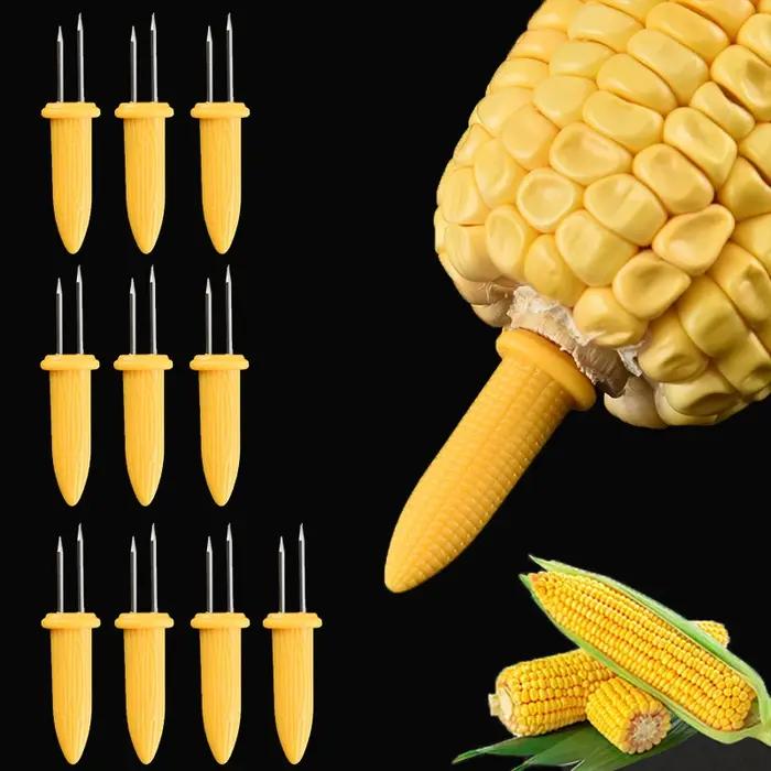 Fourchette à maïs pour Barbecue, 10 pièces, supports de maïs en acier inoxydable, Anti-brûlure, aigu