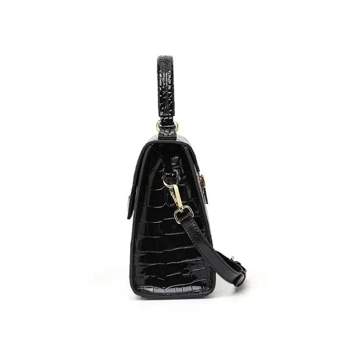 Sac à main en peau de crocodile laquée pour femme, couche supérieure, style peau de vache, haute qua
