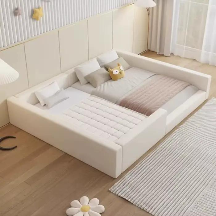 Garde-corps lit rembourré moderne minimaliste Double Queen multifonctionnel pour chambre d'enfant ou adulte sécurité et décoration élégante chambre dormir maison