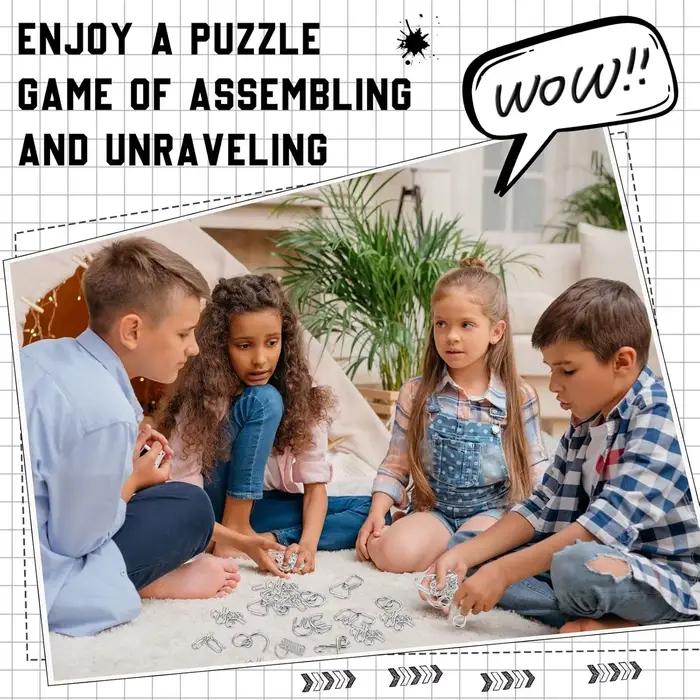 Ensemble de Puzzle en fil métallique, casse-tête, Test de qi, démêlant, lien en fer, déverrouillage,