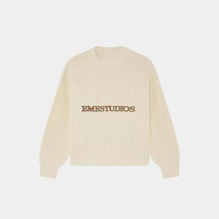 Pull à col rond Eme Letter Y2k Street pour hommes et femmes, pull ample décontracté rétro en tricot,