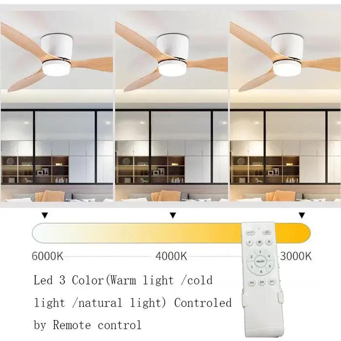 42 52 pouces ventilateurs de plafond avec lumières Led 3 couleurs 6 vitesses ventilateurs de moteur