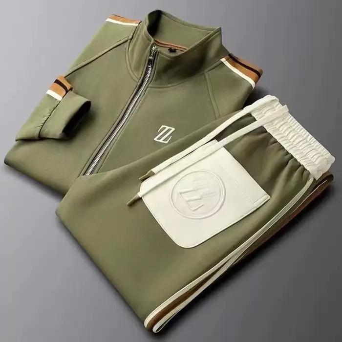 Ensemble de survêtement homme 2026 – Veste et pantalon tendance brodés – Tenue de sport deux pièces