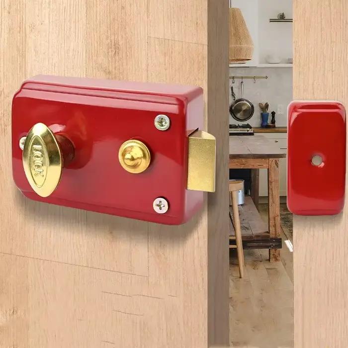 Serrures rouges rétro pour porte extérieure sécurité antivol serrure d'assurance multiple serrure de porte en bois quincaillerie de meubles