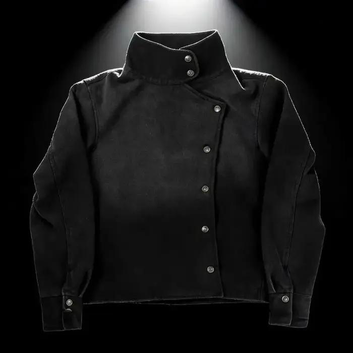 Veste uniforme Y2K Harajuku noire délavée avec boutons, veste en jean style espadrille gothique, str