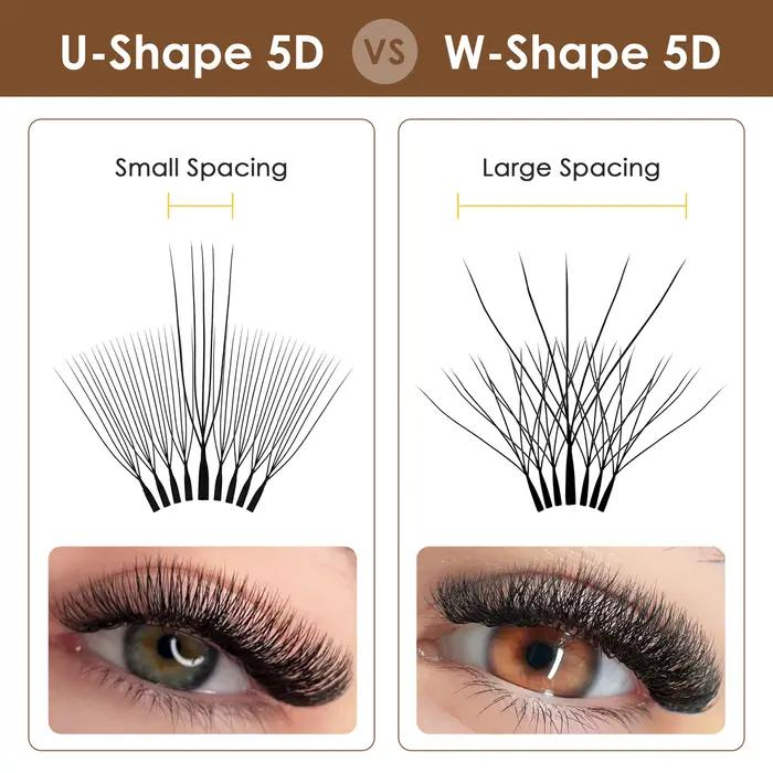 SEEDEW 5 étuis/Lot Extensions de cils 5D en forme de U naturel doux 5D U cils Premium vison faux cil