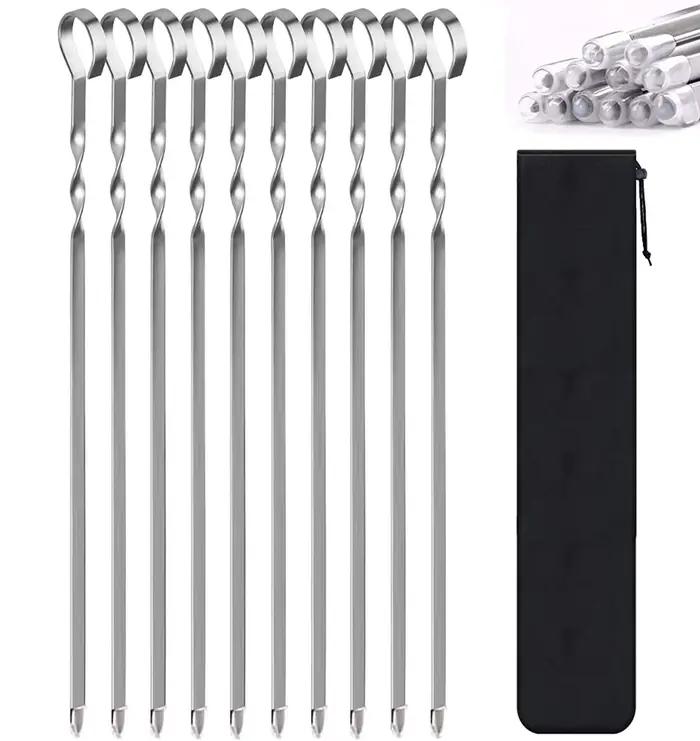 Bâton de rôti réutilisable pour barbecue, fourcommuniste plates en acier inoxydable, gadgets de piqu