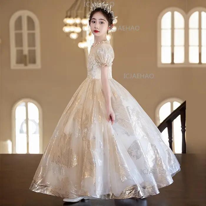 Robe de princesse champagne vintage pour filles 2026 – Robe de soirée, demoiselle d'honneur, mariage