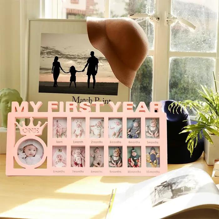 Cadre souvenir bébé 0 à 12 mois - Cadeau mémoire première année avec photos