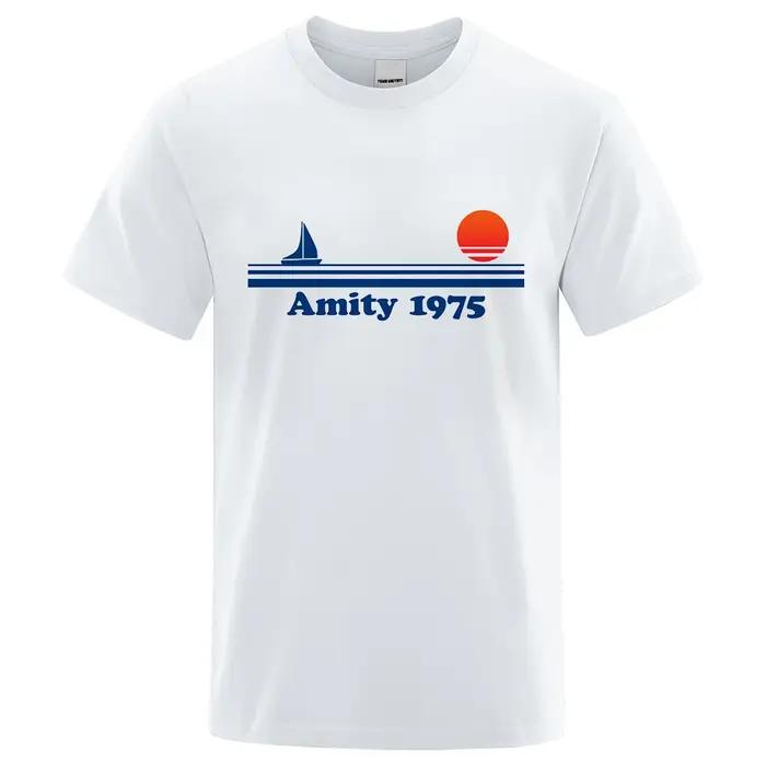 Amity 1975-Mâchoires rétro impression t-shirt hommes créativité Sweat vêtements mode t-shirt vêtemen
