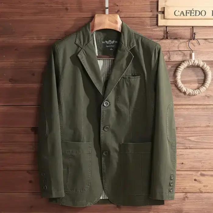 Blazer en pur coton grande taille pour homme, style italien élégant, coupe décontractée ajustée, tro