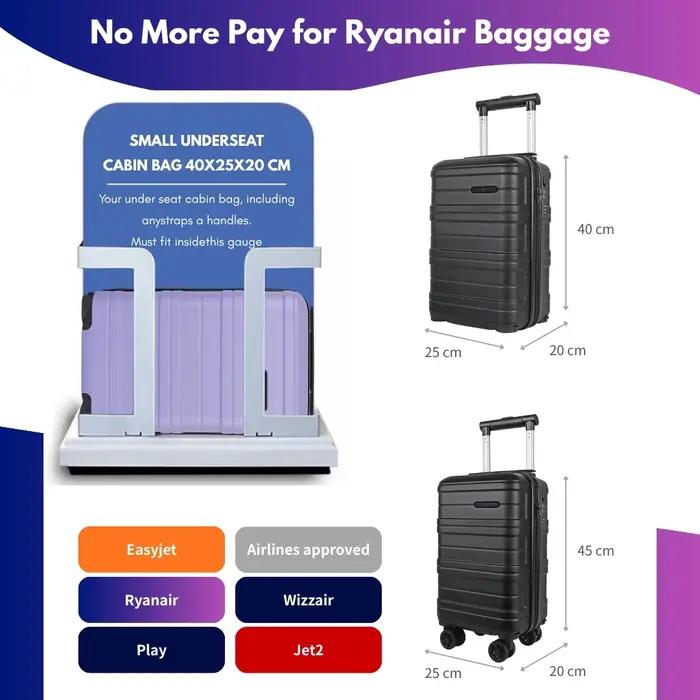 Valise cabine rigide JLY ABS avec roulettes pivotantes amovibles – Valises de cabine légères approuv