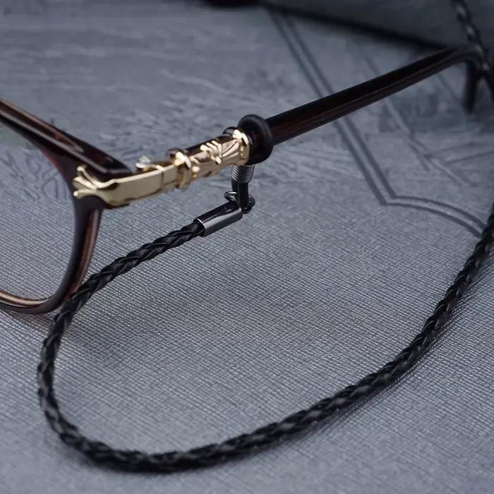 Lunettes en cuir pour hommes et femmes, 1 pièce, chaîne en corde tissée, à lacets, pour Sports de pl
