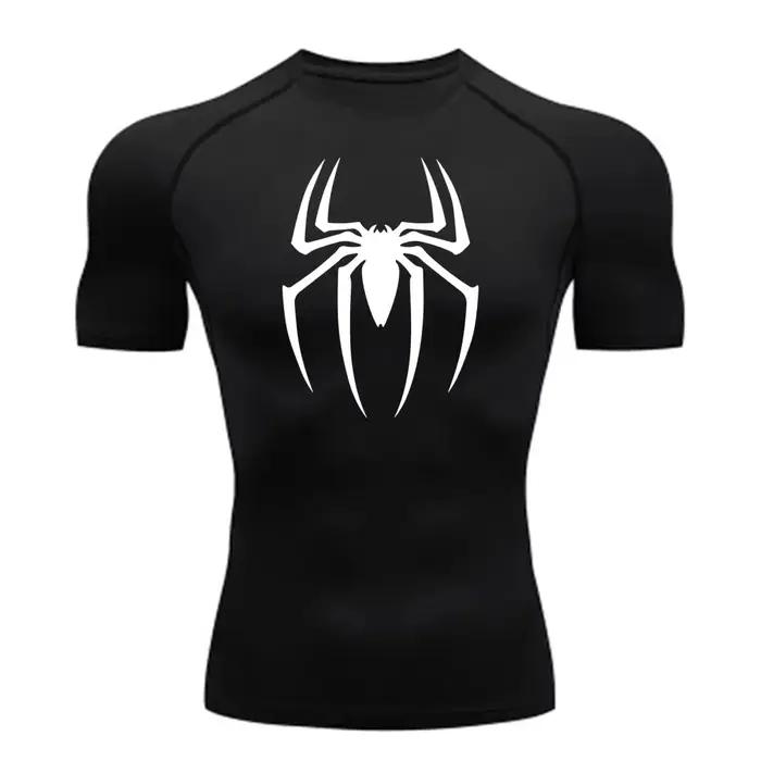 Chemise de Compression imprimée araignée pour hommes, T-Shirt à séchage rapide, maillot de course de