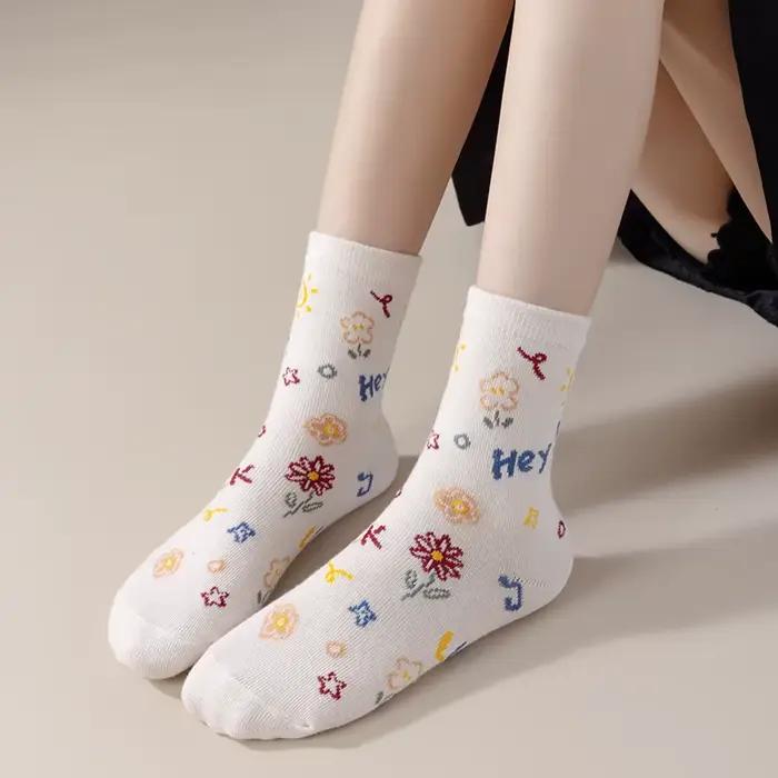Cinq paires de chaussettes courtes ours en peluche colorées, douces et confortables, pour filles au