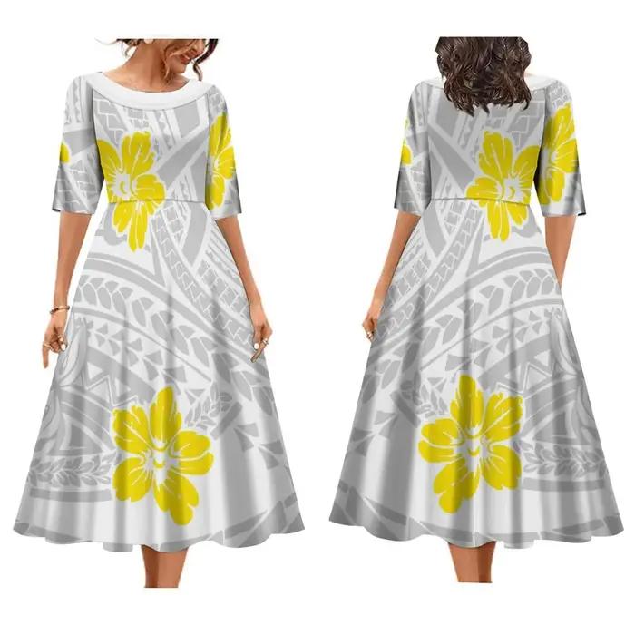 Robe mi-longue imprimée tribale, robe hawaïenne, robe éducative, cadeau de fête des mères personnali