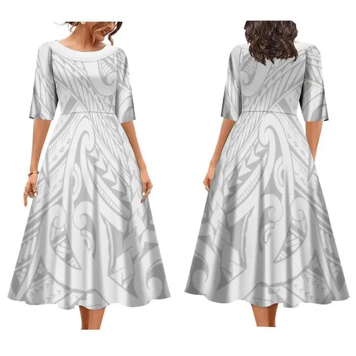 Robe mi-longue imprimée tribale, robe hawaïenne, robe éducative, cadeau de fête des mères personnali