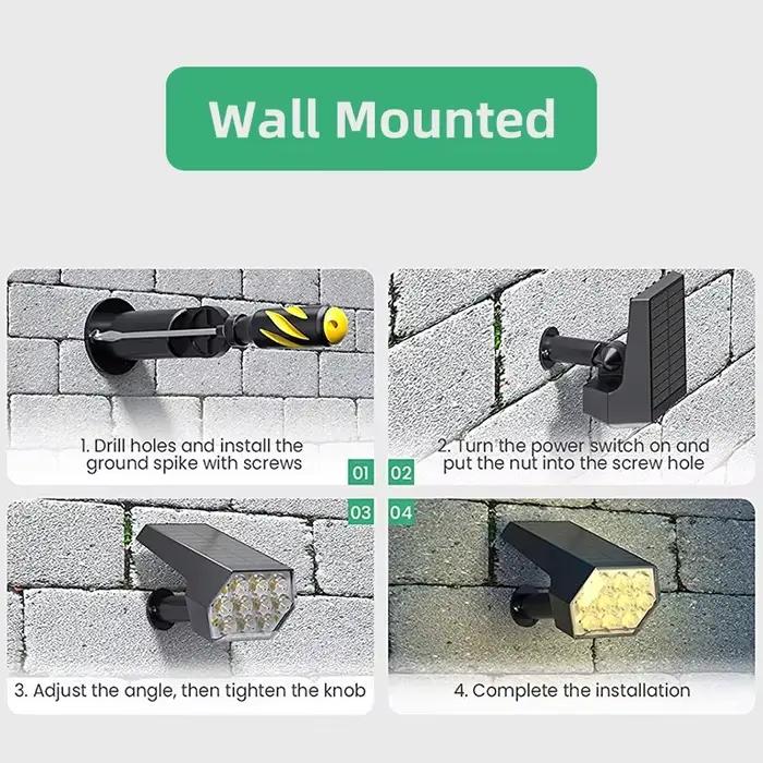 Spot Lumineux Solaire à 92 LED, Imperméable IP67, 2 en 1, Éclairage d'Extérieur, Idéal pour un Jardi