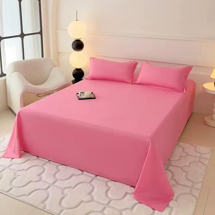 Draps plats de luxe en couleur unie pour chambre à coucher et hôtel, confortable et durable, 10 couleurs disponibles pour personnaliser votre intérieur