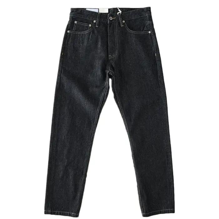 Jean en denim noir pour homme, 2024 coton lavé, pantalon droit lourd, rétro américain, document prim