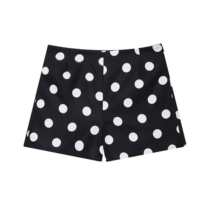 Shorts décontractés amples taille haute vintage à imprimé pois pour femme, collection été 2026, idéa