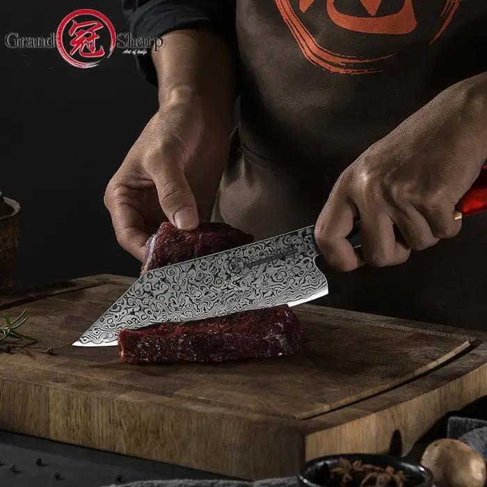 Couteau de Chef japonais damas 10CR15COM acier inoxydable poisson viande légumes cuisine outil de cu