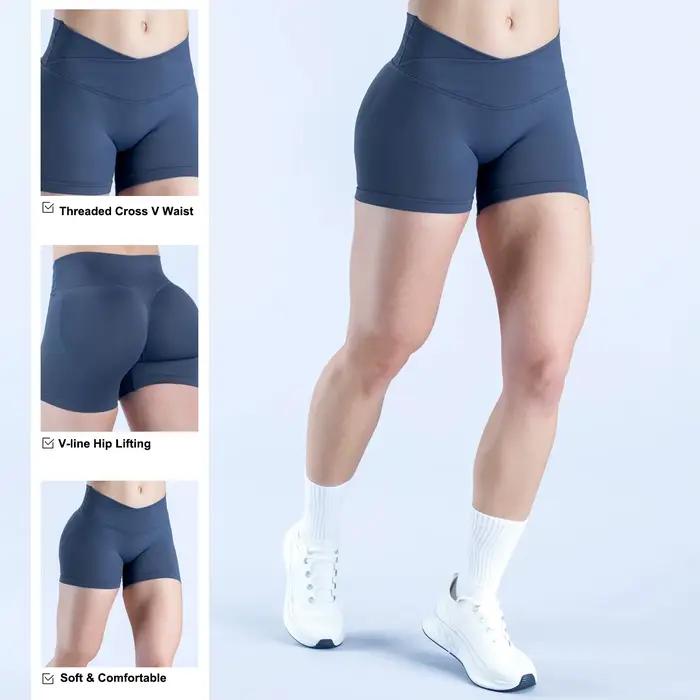 Short de sport WAREBALL pour femme, sans couture, avec taille croisée, pour fitness, entraînement, c