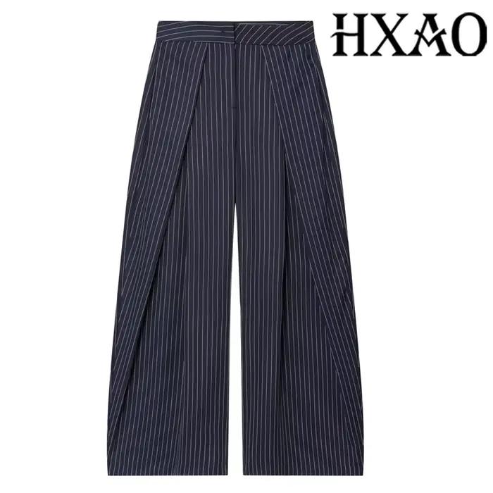 HXAO femmes pantalons Baggy pantalons larges pour femme minimaliste plissé rayure pantalons décontra