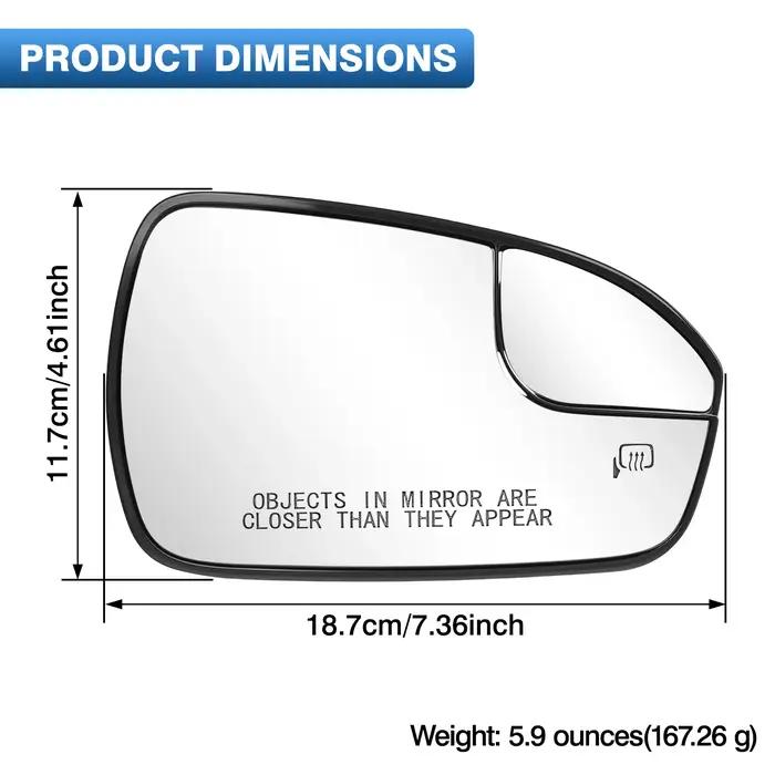 1 pièce de rechange pour rétroviseur chauffant latéral de voiture Ford Fusion 2013-2020, lentille de