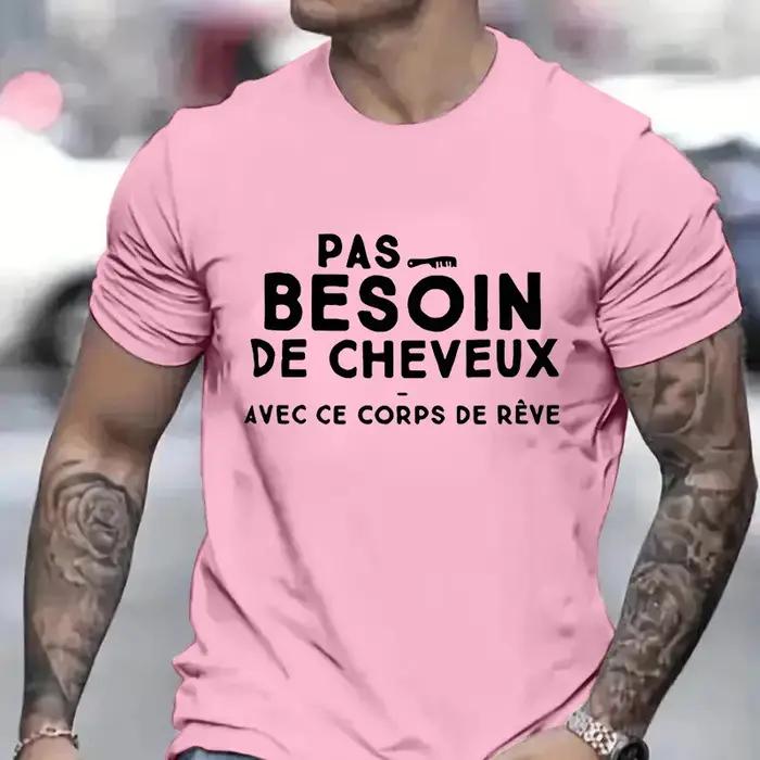 Pas besoin de cheveux avec ce corps de rêve t-shirt pour hommes drôle humour français graphique Y2k