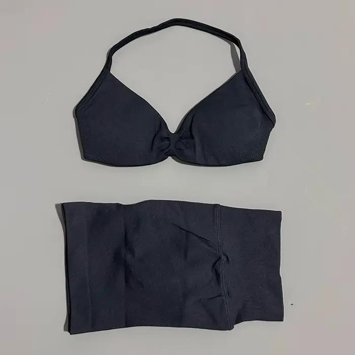 HISTELLO ensemble de gymnastique 2 pièces femmes à bretelles soutien-gorge de Yoga haut d'entraîneme