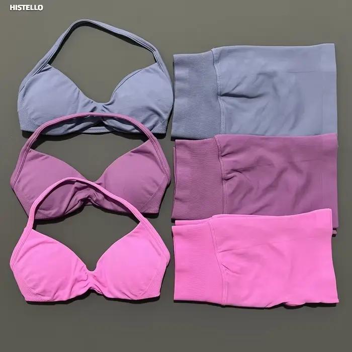 HISTELLO ensemble de gymnastique 2 pièces femmes à bretelles soutien-gorge de Yoga haut d'entraîneme