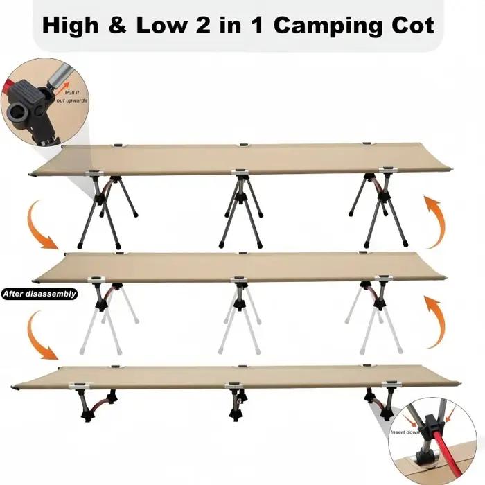 Lit pliant de camping ultra léger en alliage d'aluminium pour adultes enfants et voyage舒适的家庭露营床,超轻铝合金成人儿童旅行折叠床