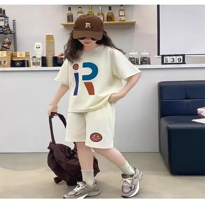 Ensemble vêtements été adolescentes t-shirt short lettres imprimées costume 2 pièces mode survêtements