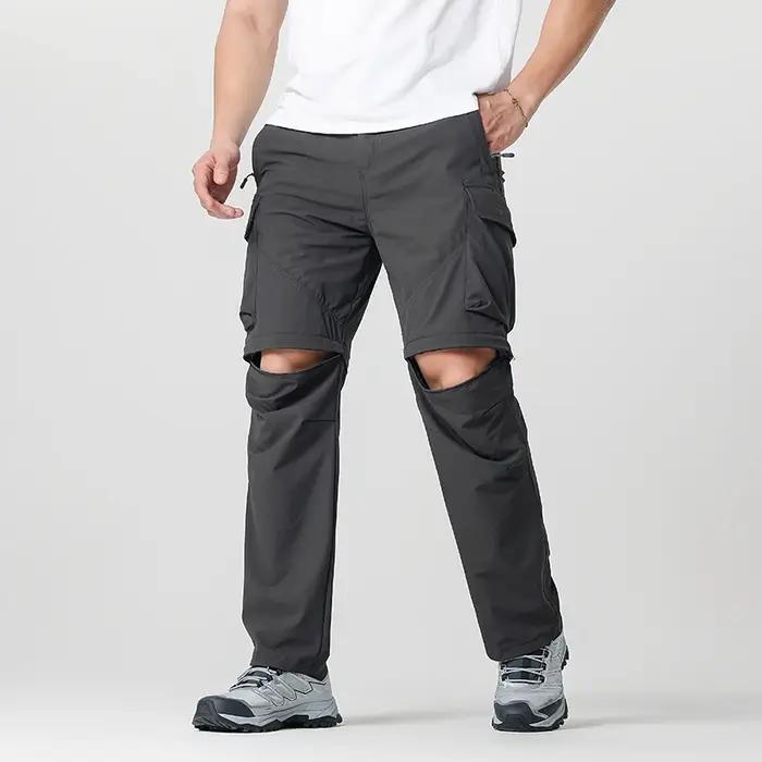 Pantalon convertible de randonnée cargo pour hommes, imperméable, séchage rapide, léger, fermeture é