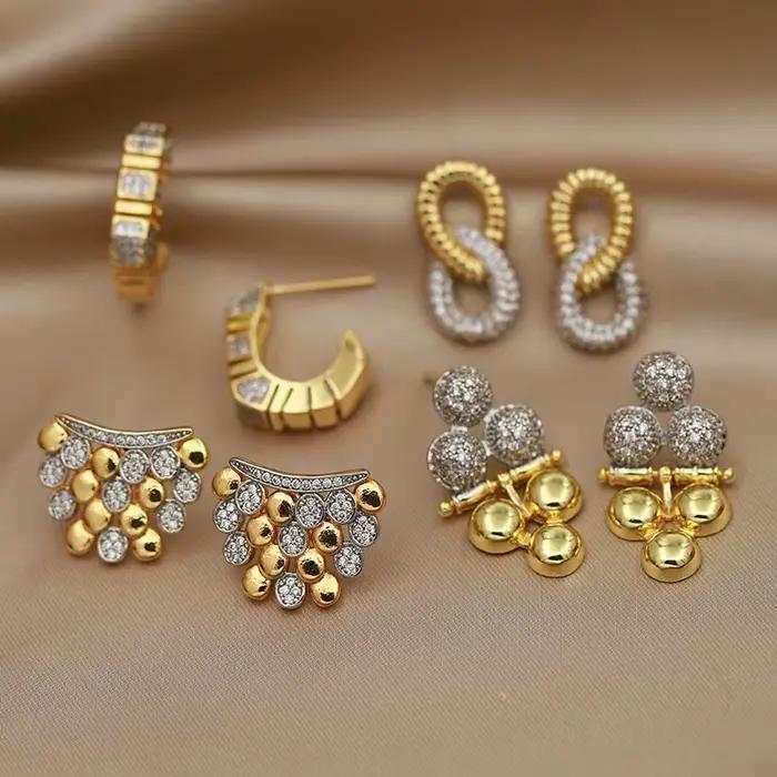 Boucles d'oreilles en perles de cristal pour femmes, nouveau Design de vue, marque de mode, bijoux e