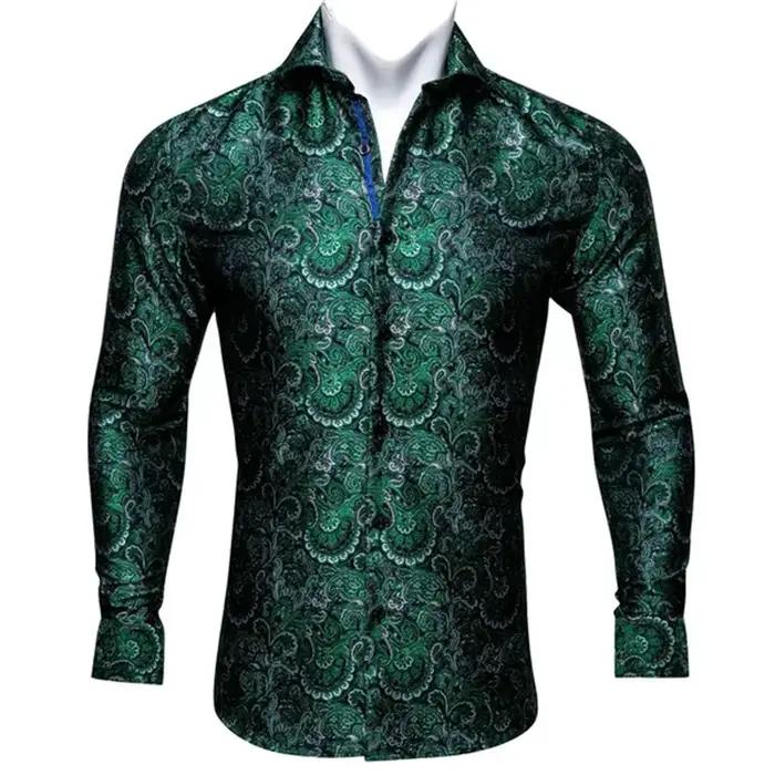 Nouveau 2024 élégant confortable bordeaux 3D imprimé chemise hommes à manches longues athloisir fleu