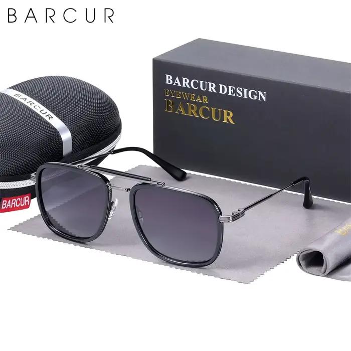 BARCUR-Lunettes de soleil carrées de luxe pour hommes et femmes, verres dégradés, polarisées, access