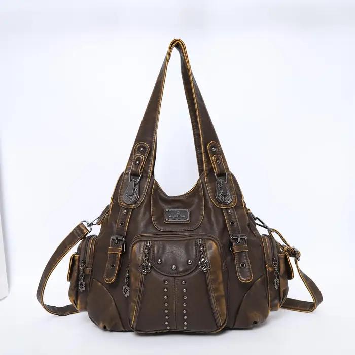 Sac à main pour femme Angel Kiss, grand sac fourre-tout vintage en PU avec poignée supérieure, sac à